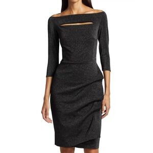 NWT Chiara Boni Kate Sugar Lurex Dress Hematite 8/44   (Missing Hangar Straps)